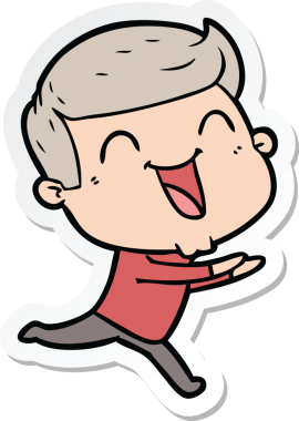 Bir insan tarafından çizilmiş bir karikatür adamın çıkartması.