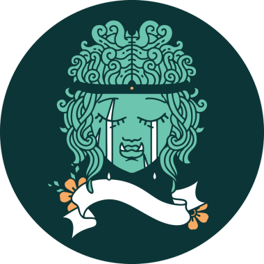 Bir insan tarafından çizilmiş ağlayan ork barbar karakter simgesi.