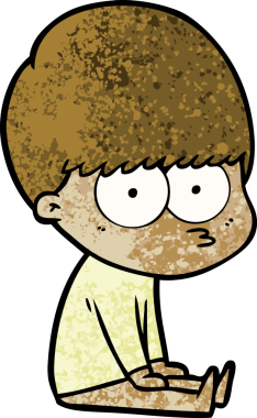 Bir insan tarafından çizilmiş tuhaf çizgi film çocuğu.