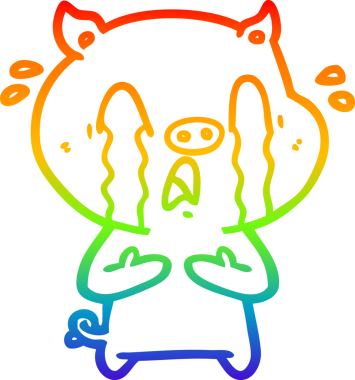 gökkuşağı gradyan çizimi bir insan tarafından çizilmiş ağlayan domuz çizgi filmi