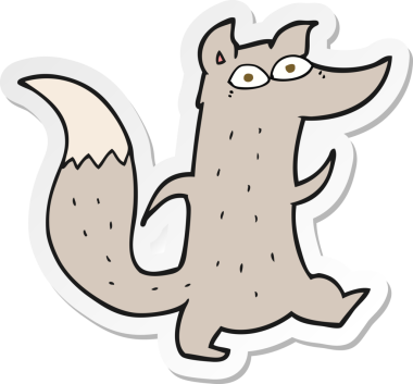 Bir insan tarafından çizilmiş şirin bir kurdun çıkartması.