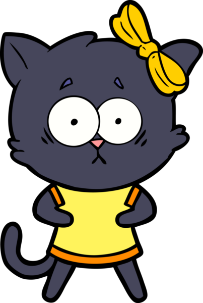 Bir insan tarafından çizilmiş çizgi film kedisi.