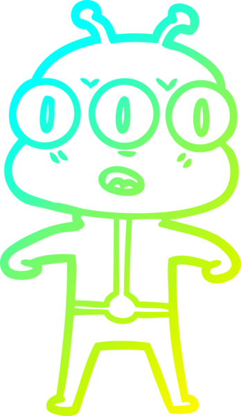 Bir insan tarafından çizilmiş üç gözlü bir karikatür çizimi.