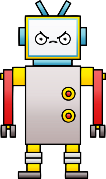 Bir insan tarafından çizilmiş bir robotun gölgelenmiş çizimi