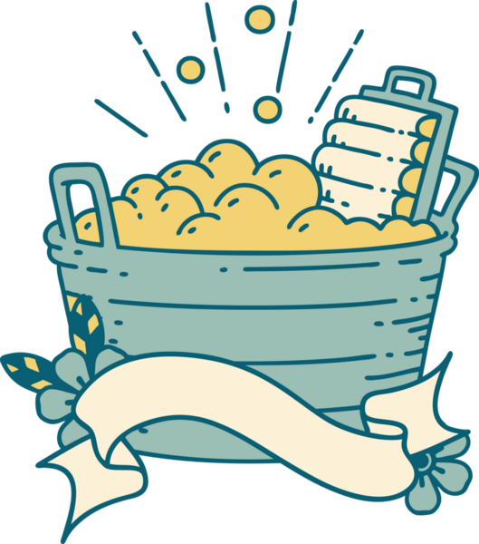 Dövme stili eski bir pano ve bir insan tarafından çizilmiş ovalama kabı.