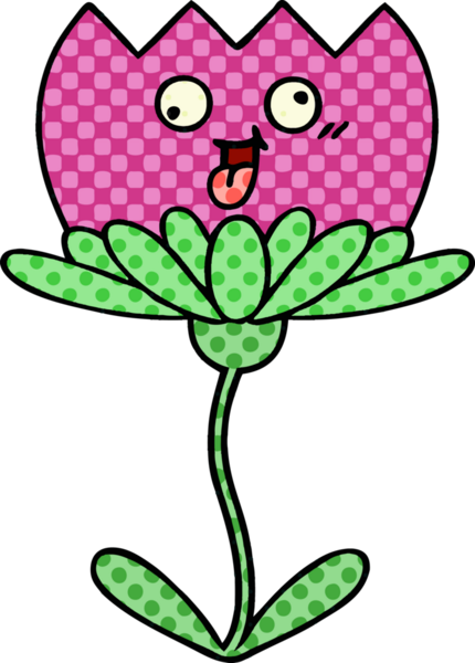 Bir insan tarafından çizilmiş bir çiçeğin karikatürü.