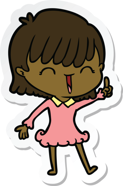 Bir insan tarafından çizilmiş bir karikatür kadının çıkartması.