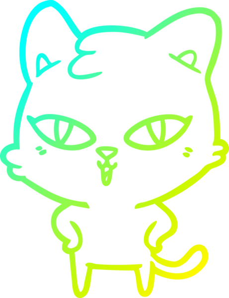 Bir insan tarafından çizilen çizgi film kedisinin soğuk gradyan çizgisi.