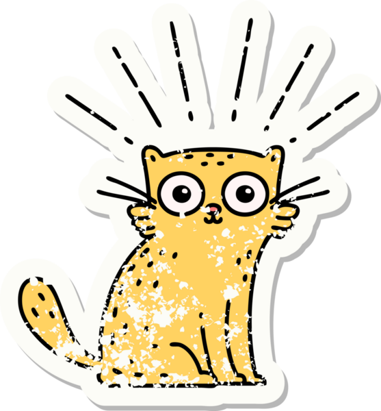 Bir insan tarafından çizilmiş eski bir dövme stili. Şaşırtıcı bir kedi.