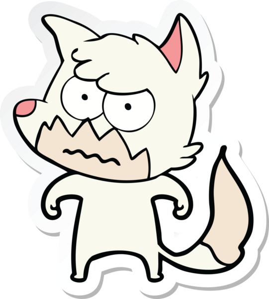 Bir insan tarafından çizilmiş, kızgın tilki çıkartması.