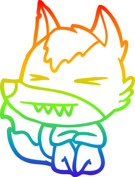 Bir insan tarafından çizilmiş kızgın bir kurt çizgi çizimi.