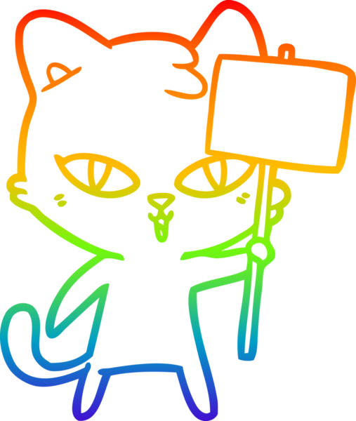 gökkuşağı gradyanı çizimi bir insan tarafından çizilmiş çizgi film kedisi