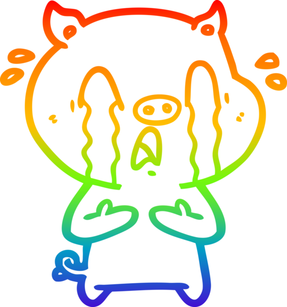 gökkuşağı gradyan çizimi bir insan tarafından çizilmiş ağlayan domuz çizgi filmi