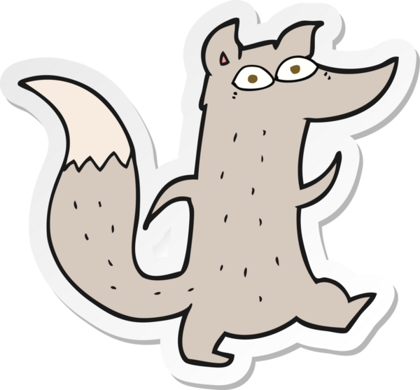 Bir insan tarafından çizilmiş şirin bir kurdun çıkartması.