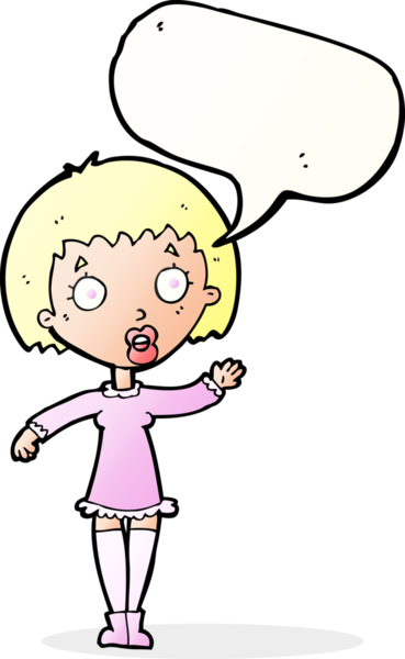 Bir insan tarafından çizilmiş konuşma balonlu bir kadın.