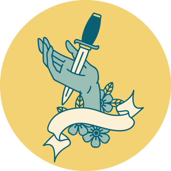 Bir insan tarafından çizilmiş eline hançer dövmesi simgesi