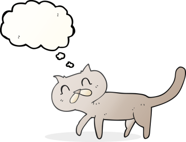 Bir insan tarafından çizilmiş serbest çizim baloncuk çizgi film kedisi.