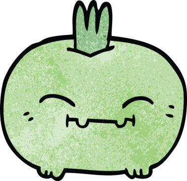 Bir insan tarafından çizilmiş mutlu kök sebze karalaması.