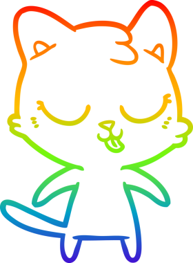 Gökkuşağı gradyan çizgisi bir insan tarafından çizilmiş şirin bir çizgi kedi çizimi