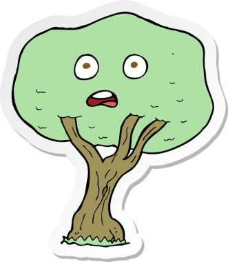 Bir insan tarafından çizilmiş karikatür ağacının çıkartması.