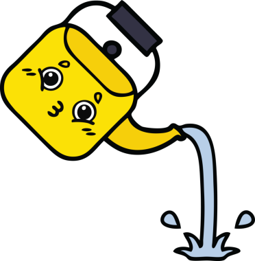 Bir insan tarafından çizilmiş tatlı bir çaydanlık karikatürü