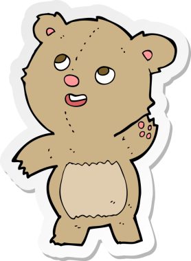 Bir insan tarafından çizilmiş şirin bir oyuncak ayının çıkartması.