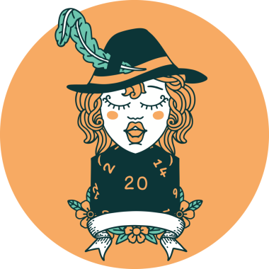 Bir insan tarafından çizilmiş 20 zarlı insan ozan karakteri simgesi