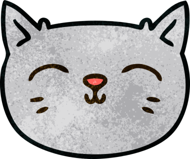 Bir insan tarafından çizilmiş garip çizgi film kedi yüzü.