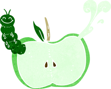 bir insan tarafından çizilmiş böcekli çizgi film elması