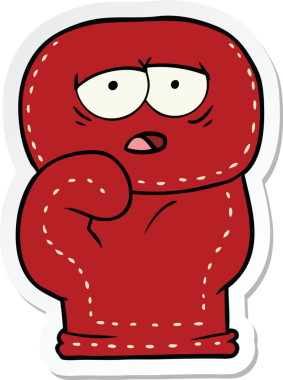 Bir insan tarafından çizilmiş bir boks eldiveninin çıkartması.