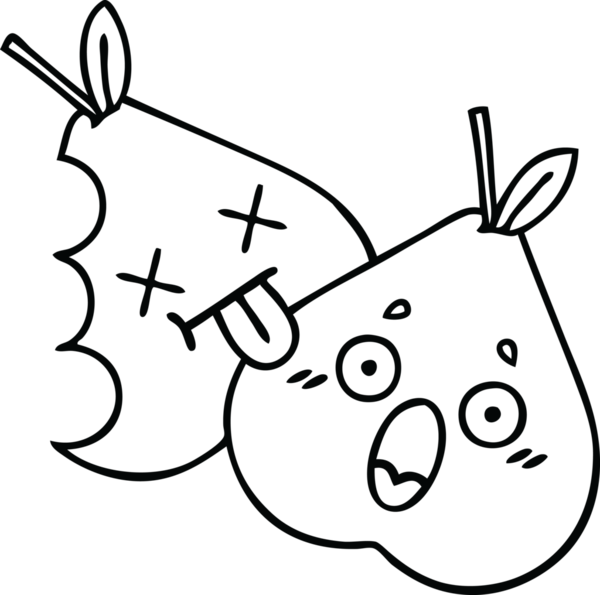 Bir insan tarafından çizilmiş armutların çizgi çizimi