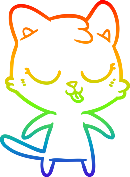 Gökkuşağı gradyan çizgisi bir insan tarafından çizilmiş şirin bir çizgi kedi çizimi