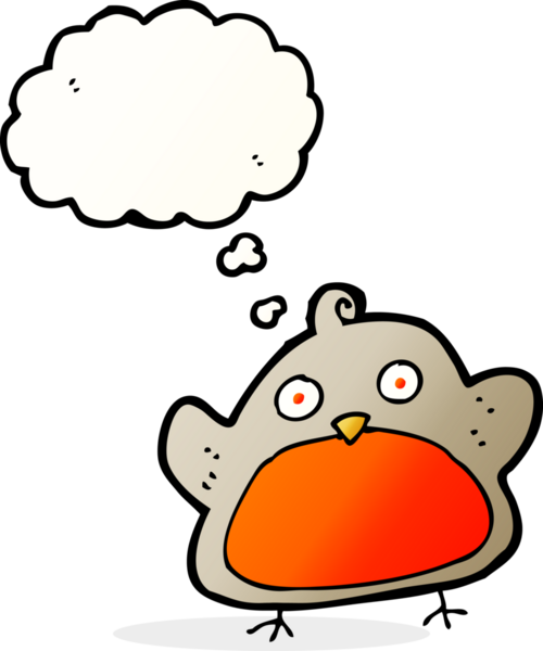 Bir insan tarafından çizilmiş düşünce baloncuklu noel robini.