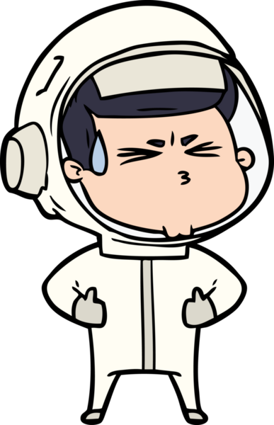 Çizgi film bir insan tarafından çizilmiş astronot.