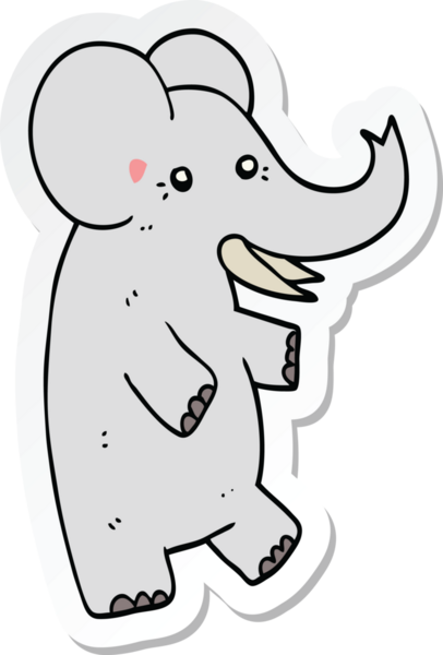 Bir insan tarafından çizilmiş bir filin çıkartması.