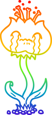 Gökkuşağı gradyan çizimi bir insan tarafından çizilmiş bir çiçek karikatürü.