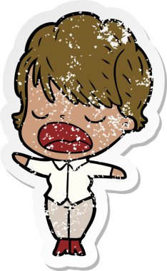 Bir insan tarafından çizilmiş karikatür kadının sıkıntılı çıkartması.