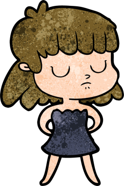 Bir insan tarafından çizilmiş ilgisiz bir kadın çizgi filmi.