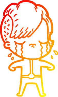 Bir insan tarafından çizilmiş, ağlayan bir çizgi film çizimi.