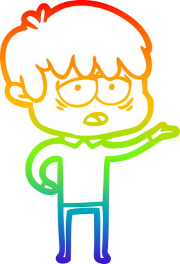 gökkuşağı gradyan çizgi çizimi bir insan tarafından çizilmiş bitkin bir çocuk