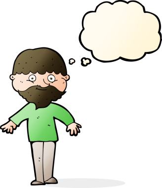 Bir insan tarafından çizilmiş düşünce balonlu mutlu adam çizgi filmi.