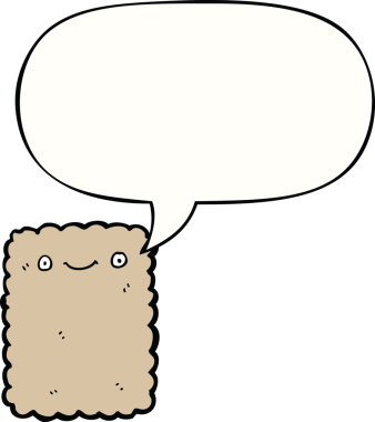 Bir insan tarafından çizilmiş konuşma balonlu bisküvi.