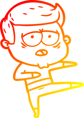 Bir insan tarafından çizilmiş, yorgun bir adamın çizgi çizimi.