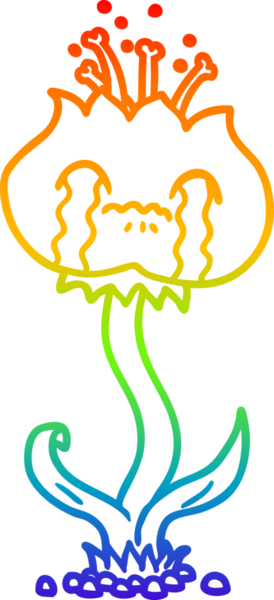 Gökkuşağı gradyan çizimi bir insan tarafından çizilmiş bir çiçek karikatürü.