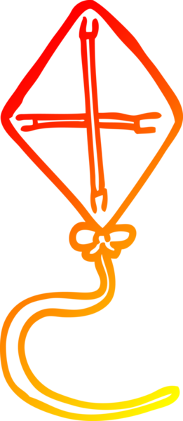 Bir insan tarafından çizilen çizgi film uçurtmasının sıcak gradyan çizgisi