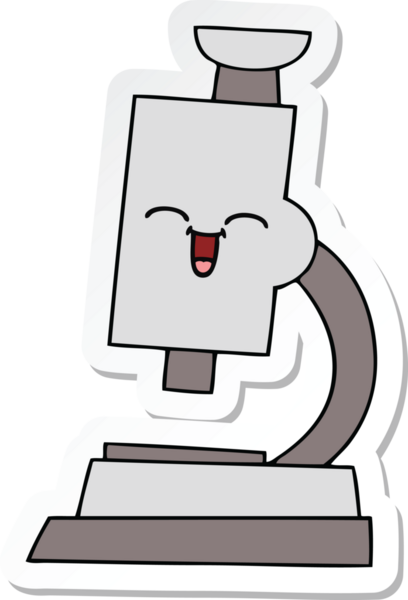 Bir insan tarafından çizilmiş şirin bir mikroskop etiketi.