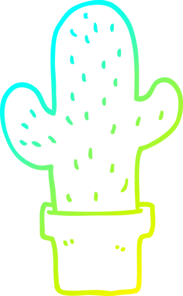 Bir insan tarafından çizilen kaktüsün soğuk gradyan çizgisi.
