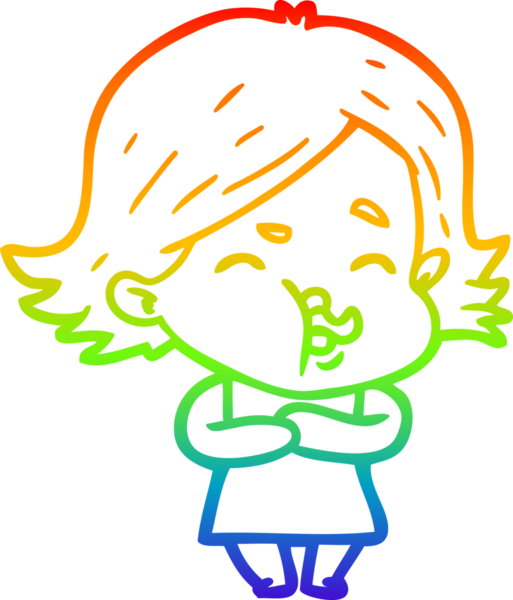 Gökkuşağı gradyan çizgi çizimi Bir insan tarafından çizilen bir kız karikatürü