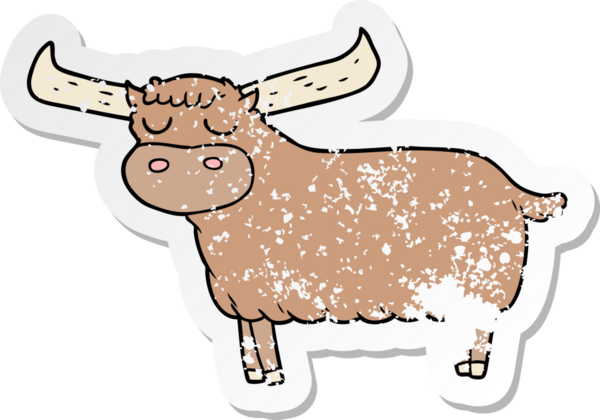 Bir insan tarafından çizilmiş karikatür boğasının sıkıntılı çıkartması.