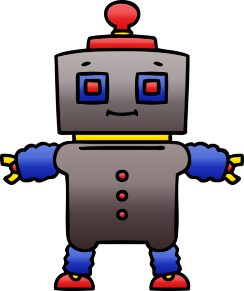 bir insan tarafından çizilmiş gölgelenmiş garip çizgi film robotu